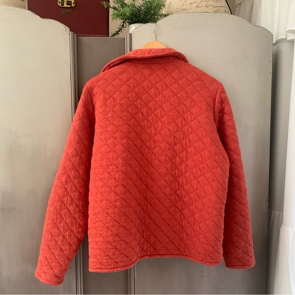 🥀Orvis Burnt Orange Quilted Chore Jacket Snap Button Up Barn Coat XL - Picture 6 of 7